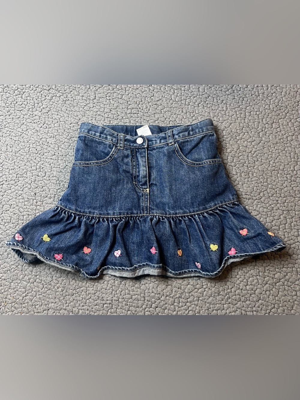 Gymboree Pop Star Academy Denim Skort Girls Size 7 Ruffled Heart Print